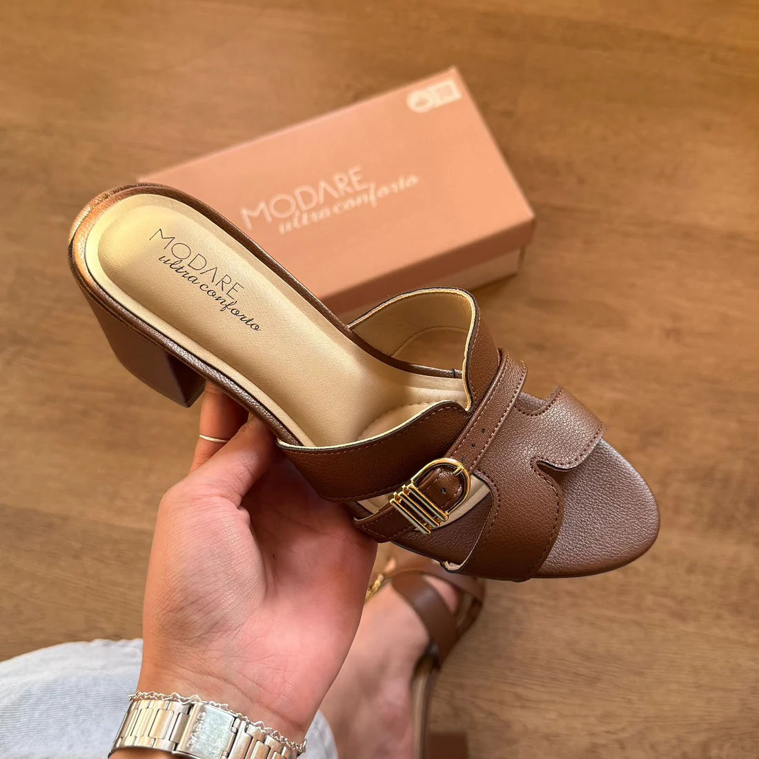 Sandália Mule Modare Salto Bloco Baixo