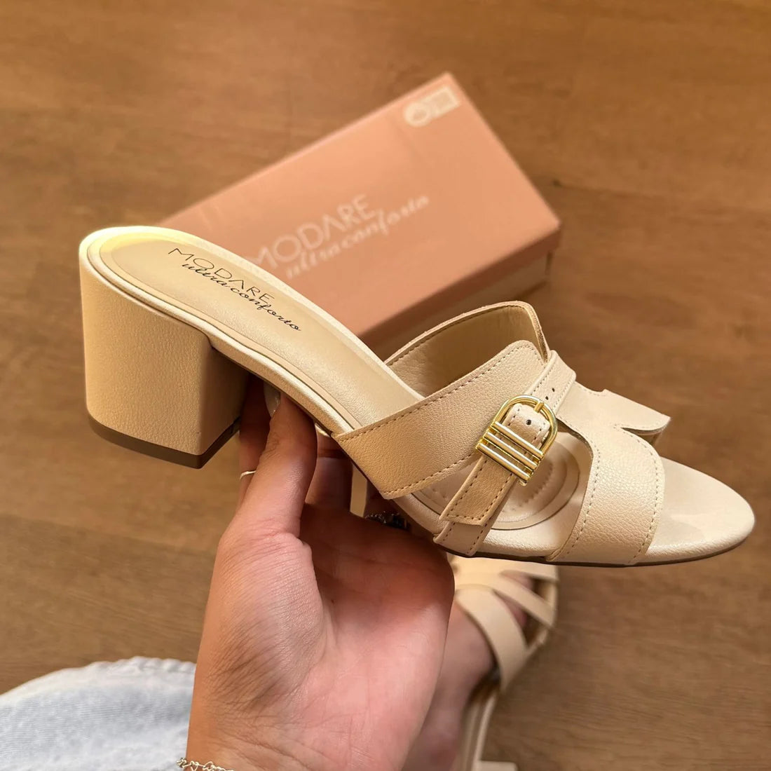 Sandália Mule Modare Salto Bloco Baixo