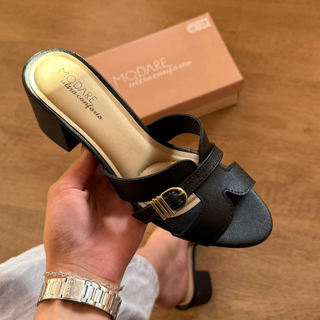 Sandália Mule Modare Salto Bloco Baixo