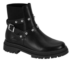 Bota Coturno Feminino Elástico Fivela Preta Moleca