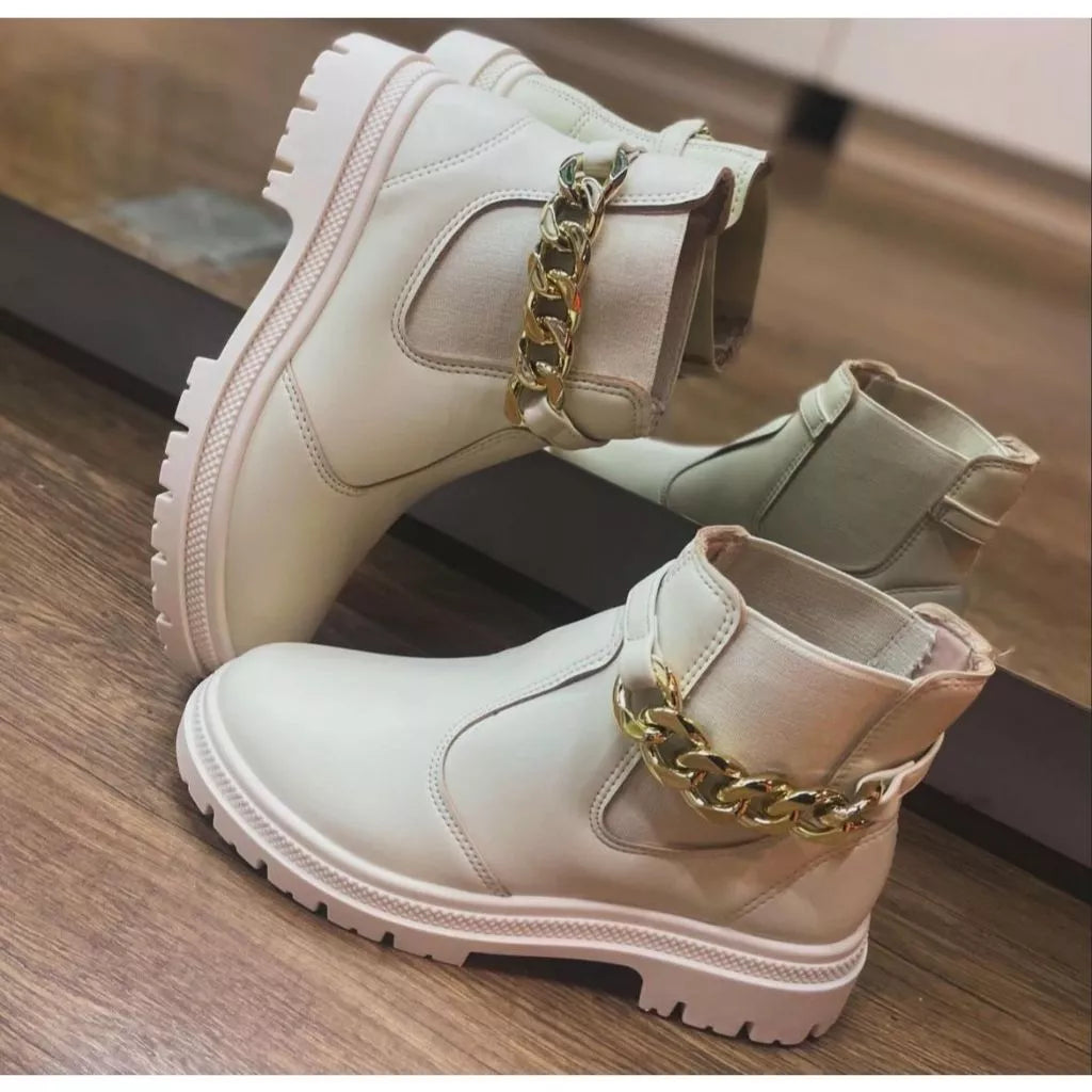 Bota Coturno Tratorada Calce Fácil Detalhe em Corrente Confortável Original